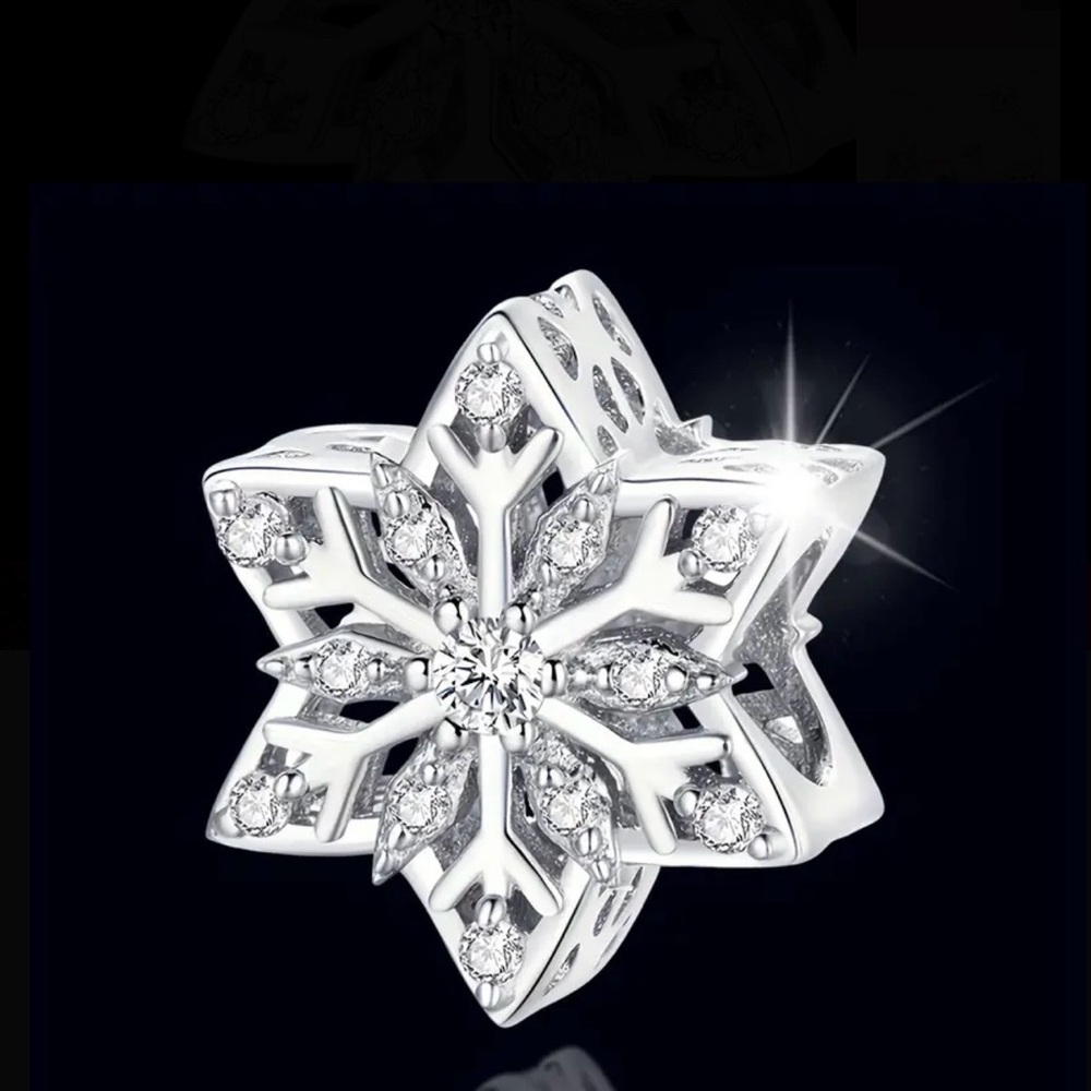 Elegant Silver Snowflake 925 Sterling Silver Charm